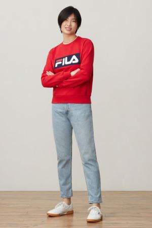 FILA Evelyn Sweatshirts Red / White,Womens Clothing | CA.GNIKDA563